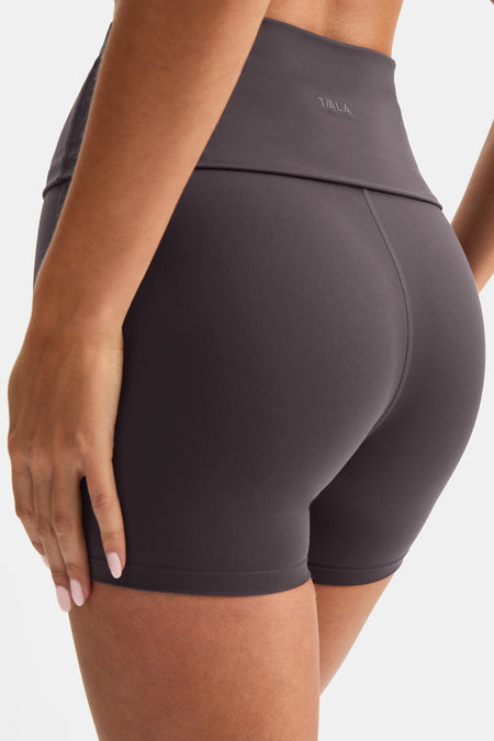 DayFlex Multiway Fold Waist Cycling Shorts - Cool Espresso