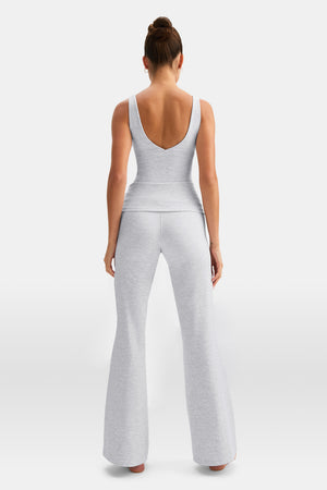 DayFlex Multiway Fold Waist Flared Yoga Pant - Grey Marl