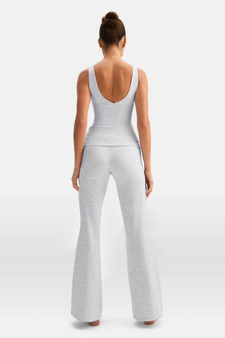 DayFlex Multiway Fold Waist Flared Yoga Pant - Grey Marl