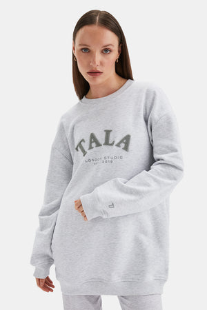 TALA Studio Oversized Longline Sweatshirt- Grey Marl