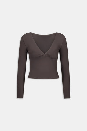 DayFlex V Neck Top - Mocha Brown
