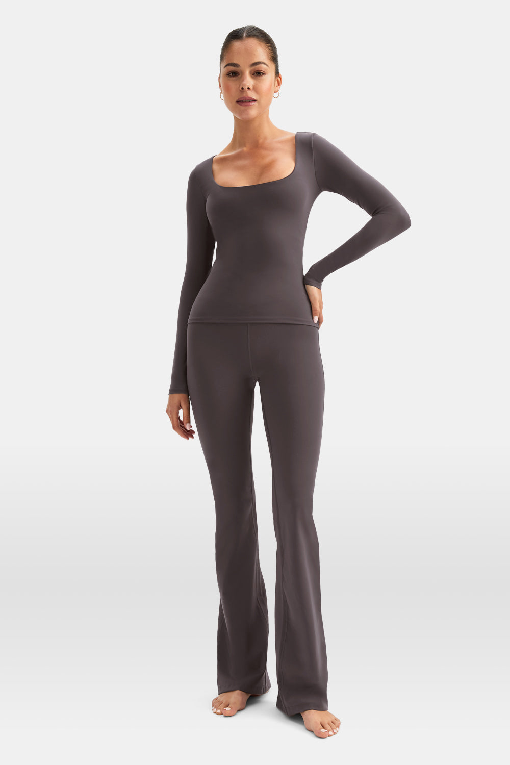 DayFlex Scoop Neck Top - Cool Espresso