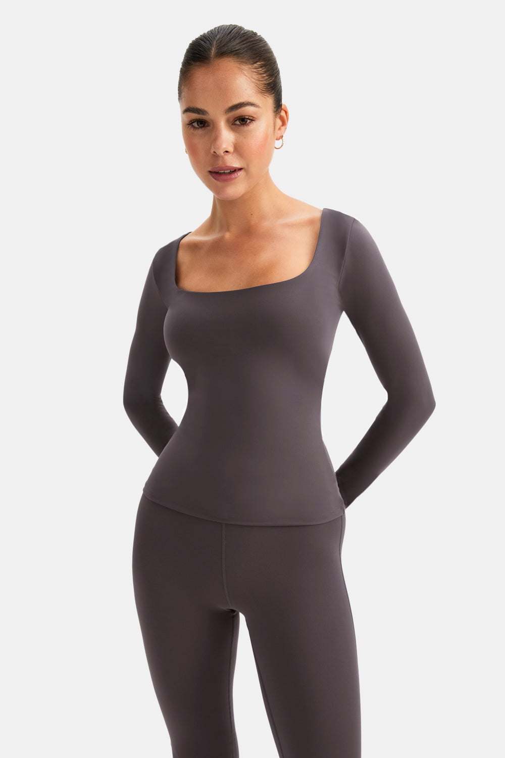DayFlex Scoop Neck Top - Cool Espresso