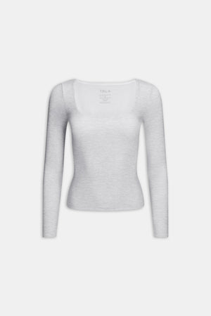 DayFlex Scoop Neck Top - Grey Marl