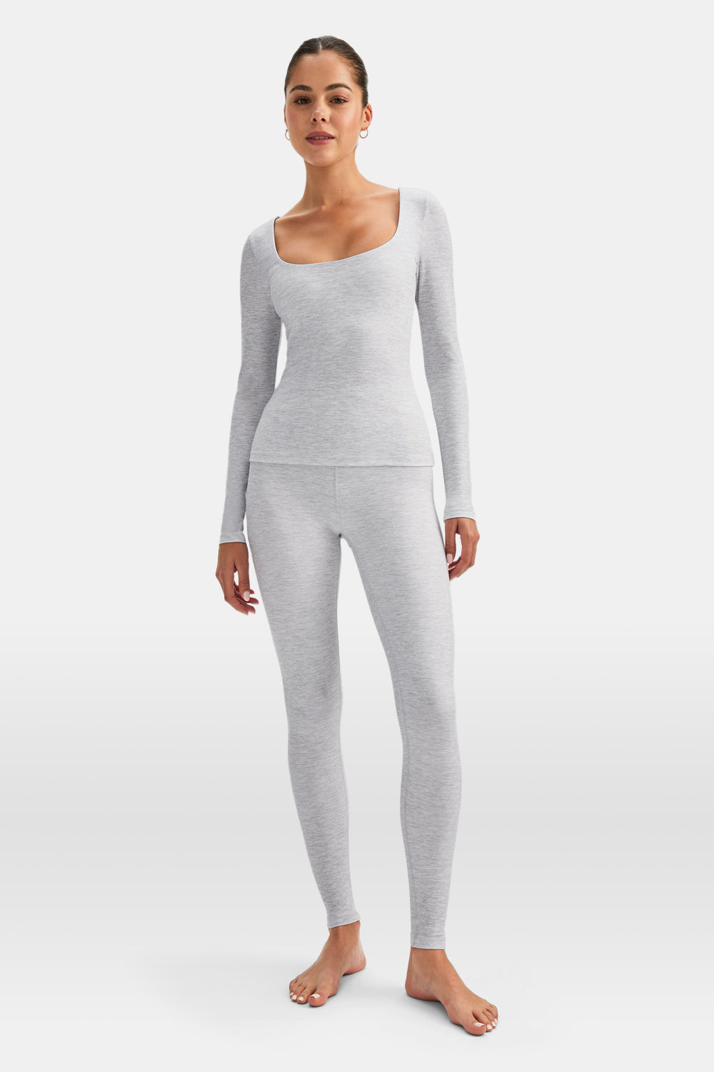 DayFlex Scoop Neck Top - Grey Marl