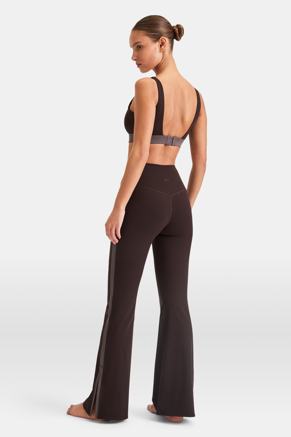 DayFlex Contrast Stripe Side Split Flared Yoga Pant No Front Seam - Americano And Mocha