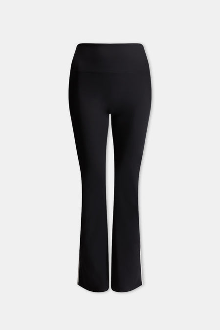 DayFlex Contrast Stripe Side Split Flared Yoga Pant No Front Seam - Shadow Black And Ivory