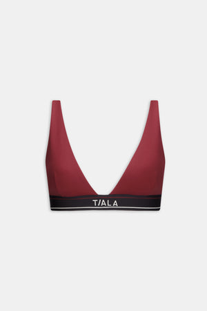 DayFlex V Neck Logo Band Sports Bra - Vintage Red