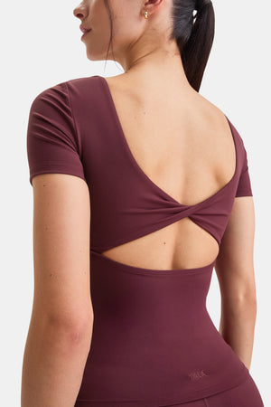 DayFlex Twist Back T-Shirt - Burgundy