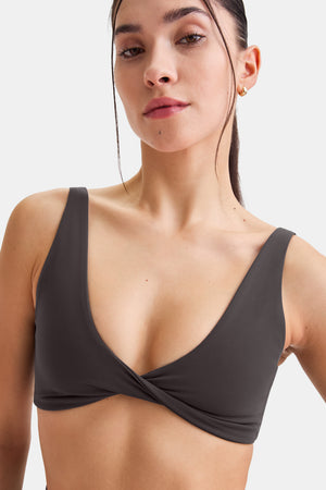 DayFlex Twist Front Sports Bra - Cool Espresso
