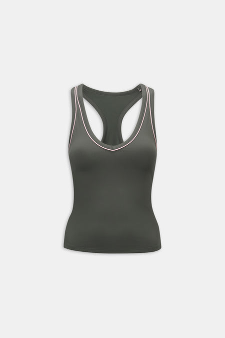 DayFlex Built-In Support V Neck Racer Vest - Dark Olive