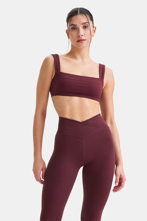 DayFlex Ruched Bandeau Sports Bra - Burgundy