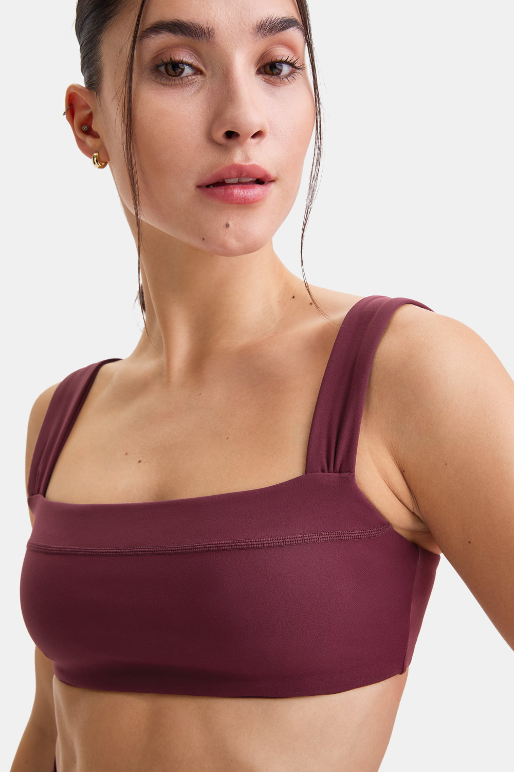 DayFlex Ruched Bandeau Sports Bra - Burgundy