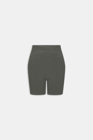 DayFlex Wrap High Waisted Cycling Shorts - Dark Olive