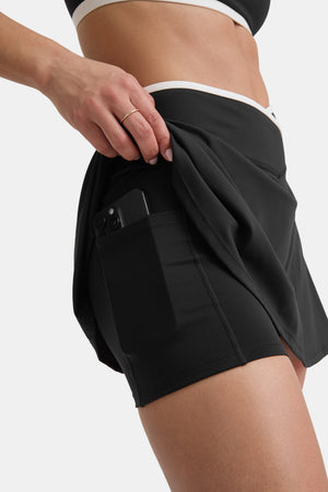 DayFlex Wrap Waist Skort - Shadow Black & Ivory