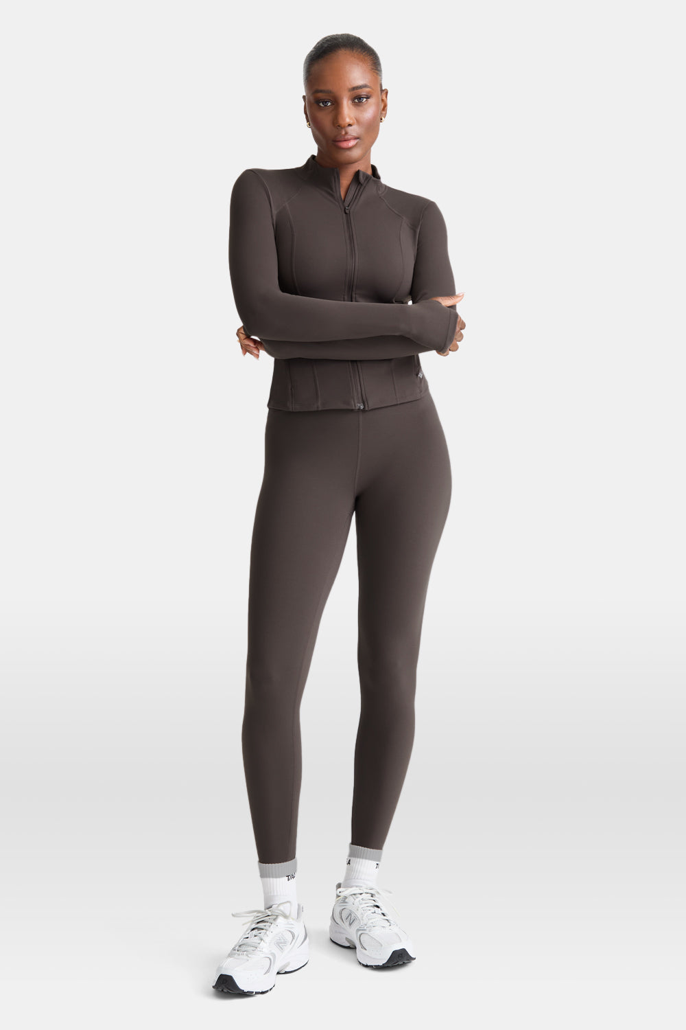 DayFlex Zip Through Sports Jacket - Mocha Brown