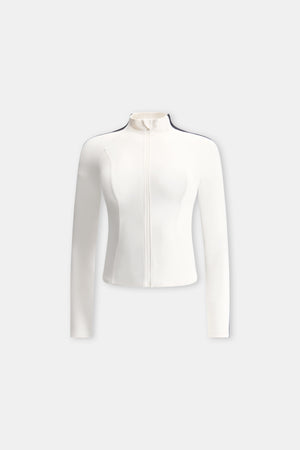 DayFlex Contrast Stripe Zip Through Jacket - Ivory And Shadow Black