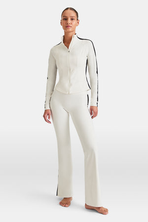 DayFlex Contrast Stripe Zip Through Jacket - Ivory And Shadow Black