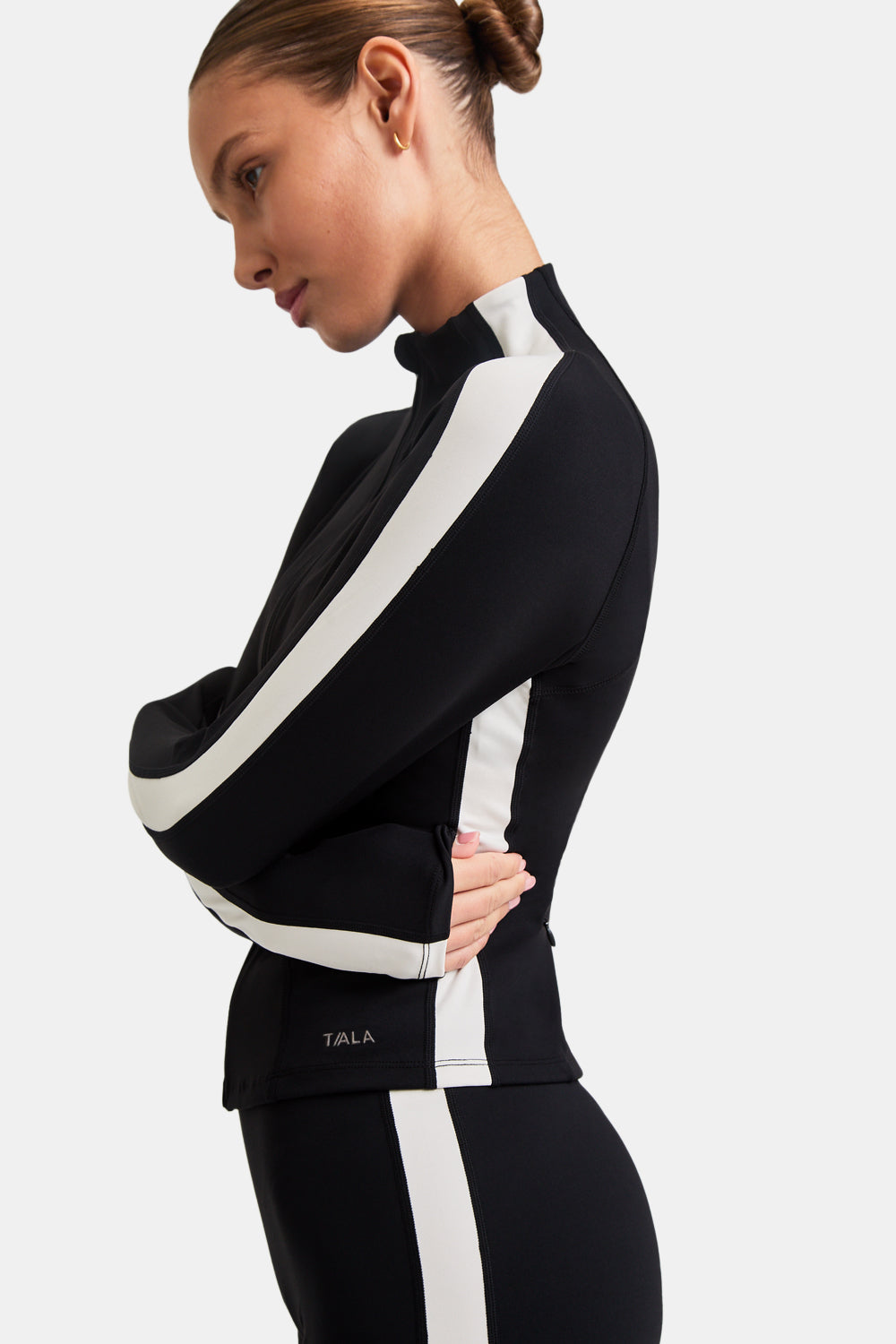 DayFlex Contrast Stripe Zip Through Jacket - Shadow Black And Ivory