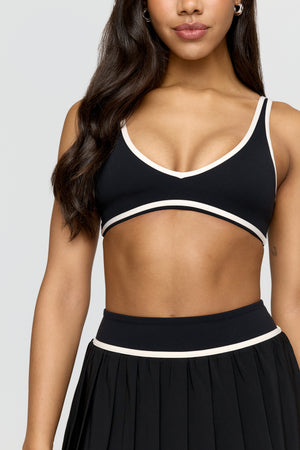 DayFlex Plunge Neck Push-Up Sports Bra - Shadow Black And Buttermilk