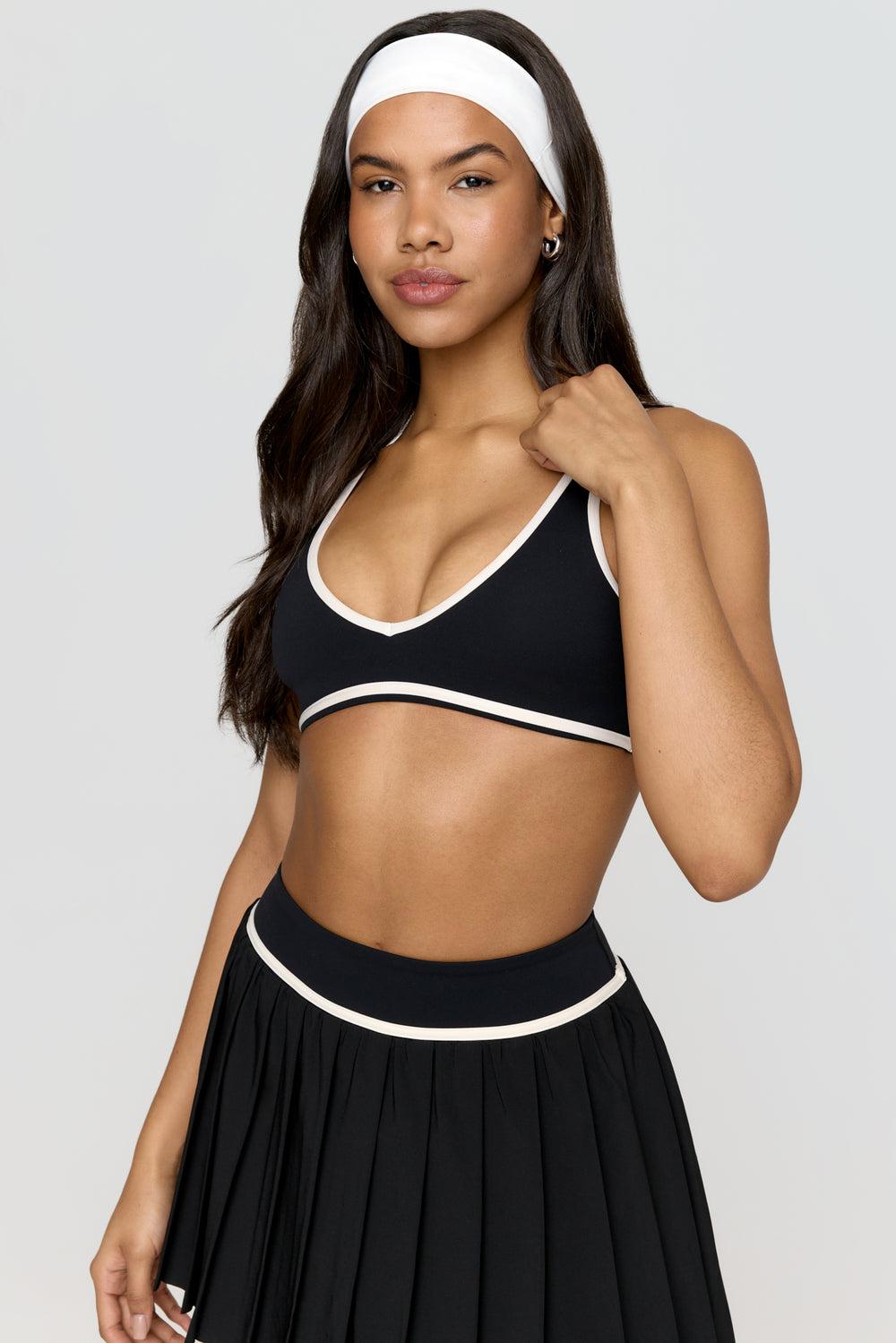 DayFlex Plunge Neck Push-Up Sports Bra - Shadow Black And Buttermilk
