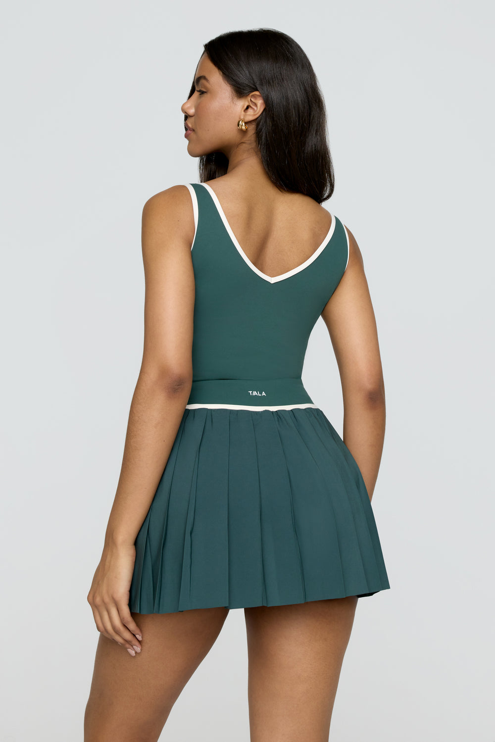 DayFlex Pleated Tennis Skort - Hunter Green And Buttermilk