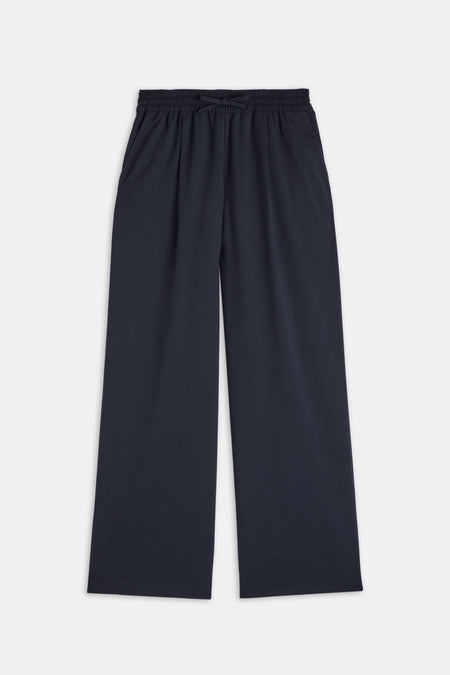 Drawstring Wide Leg Trousers - Midnight Navy