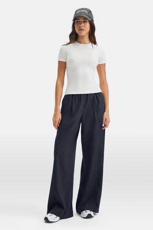 Drawstring Wide Leg Trousers - Midnight Navy