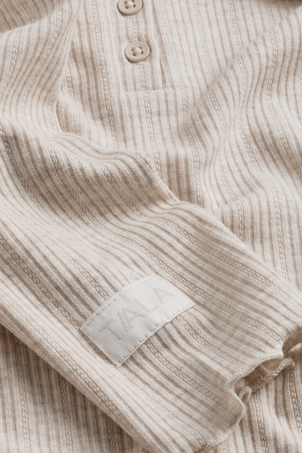 Henley Pyjama Top - Oat Marl