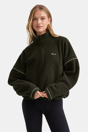 1/4 Zip Fleece Jacket - Dark Moss