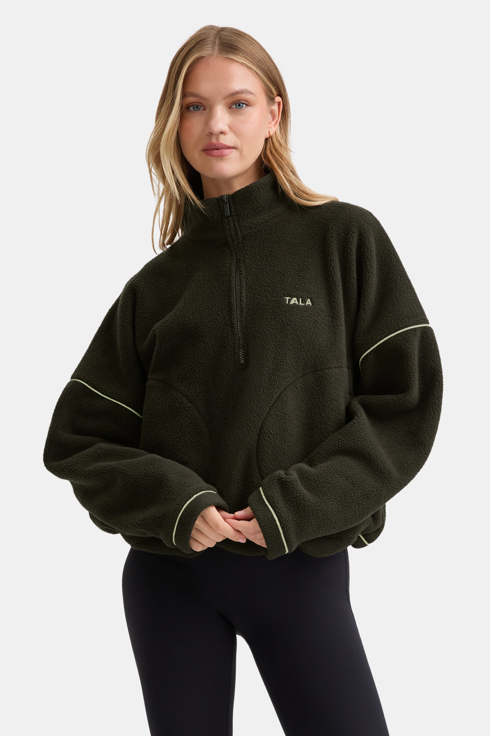 1/4 Zip Fleece Jacket - Dark Moss