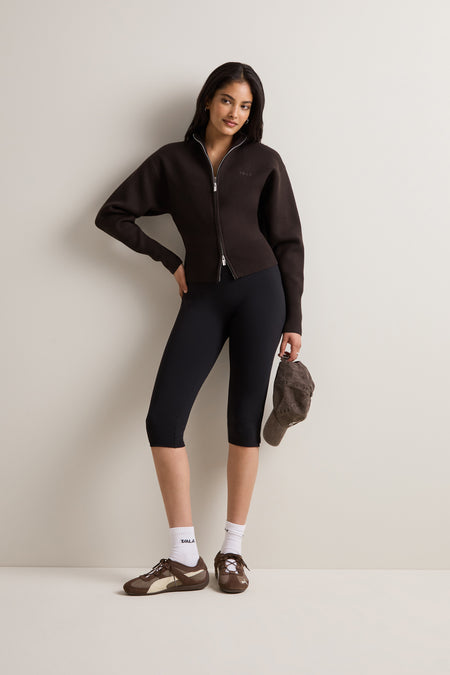 Zip Through Knit Cardigan - Americano