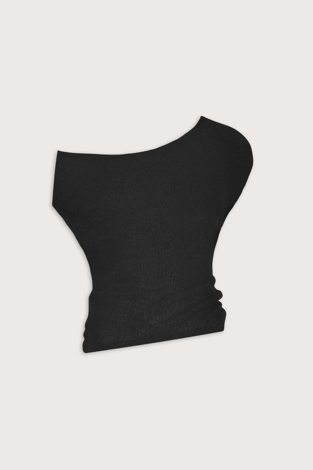Beach Knit Asymmetric Top - Shadow Black