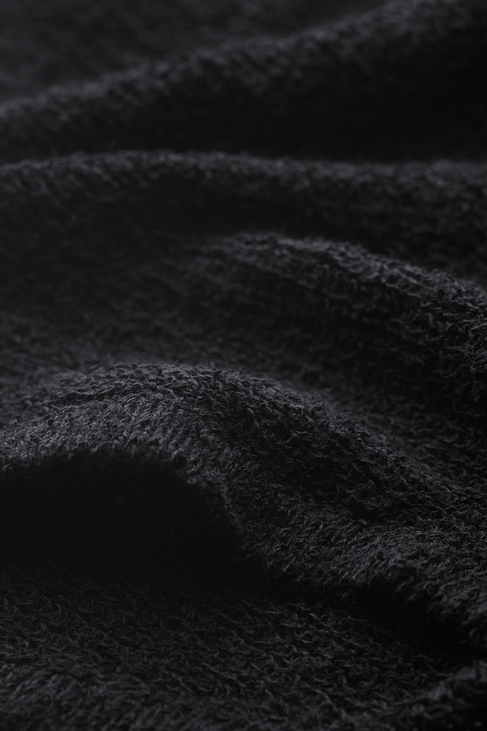 Beach Knit Asymmetric Top - Shadow Black