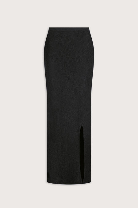 Beach Knit Maxi Skirt - Shadow Black