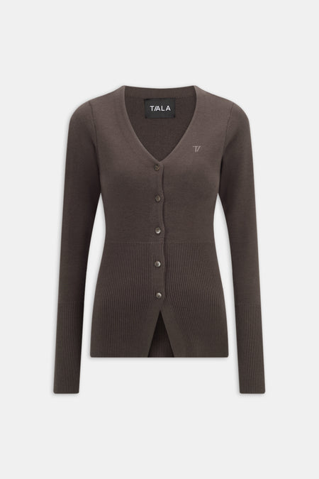 Knit-Waisted Cardigan - Mocha Brown