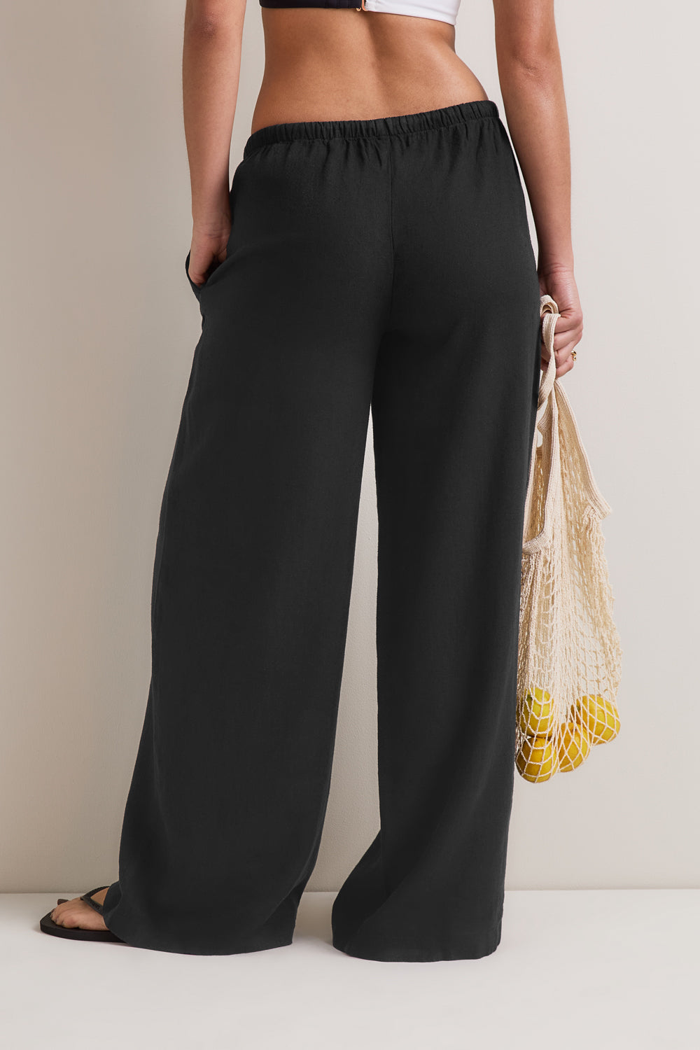 Soft Linen Drawstring Trouser - Shadow Black