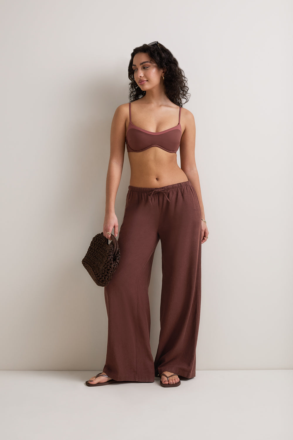 Soft Linen Drawstring Trouser - Deep Rust