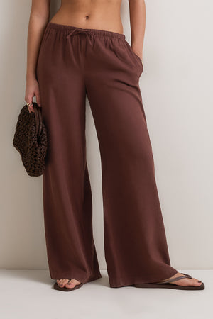 Soft Linen Drawstring Trouser - Deep Rust