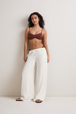 Soft Linen Drawstring Trouser - Ivory