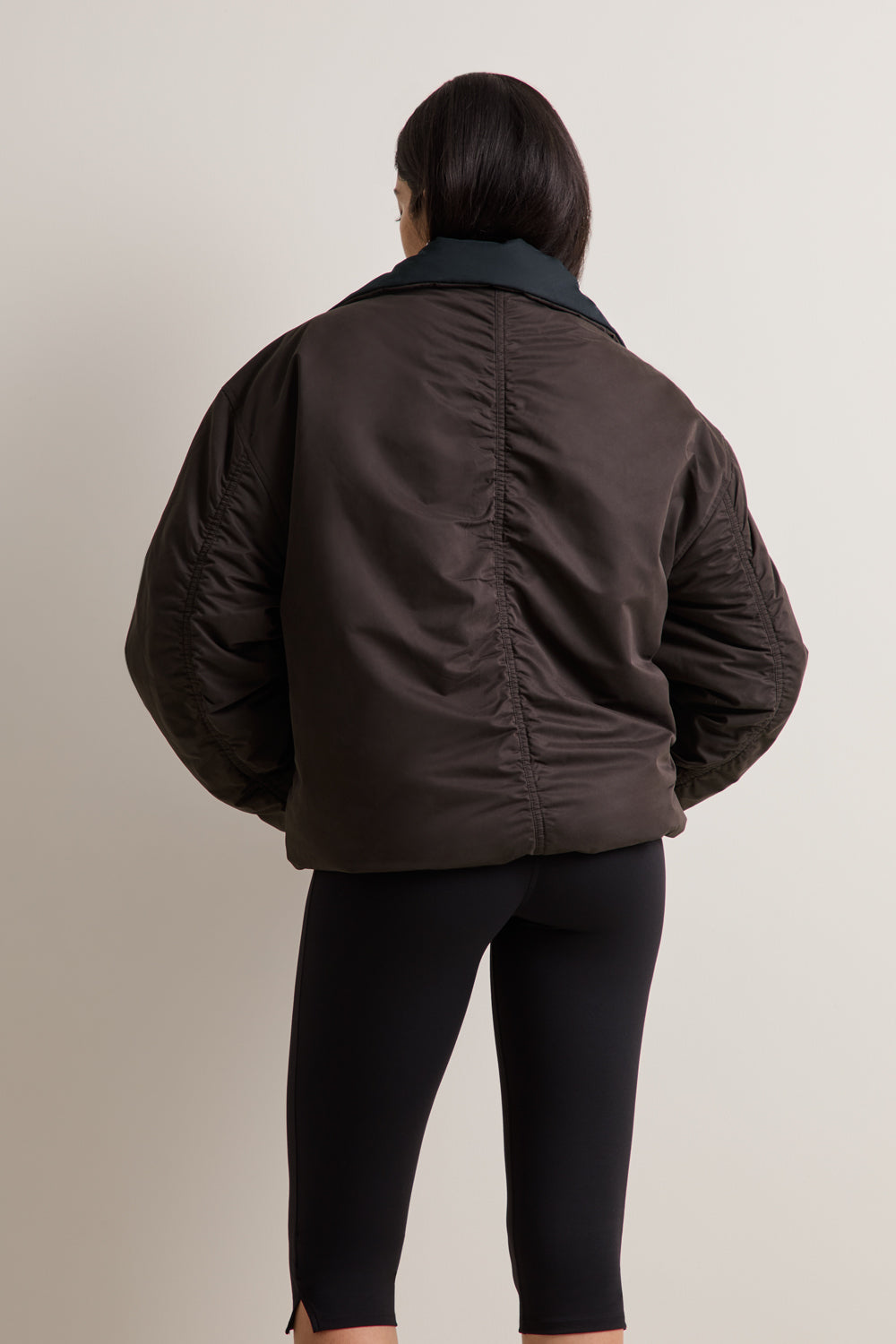 Funnel Neck Reversible Bomber - Black / Americano
