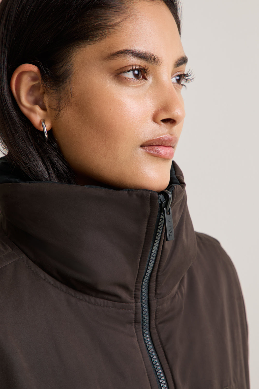 Funnel Neck Reversible Bomber - Black / Americano