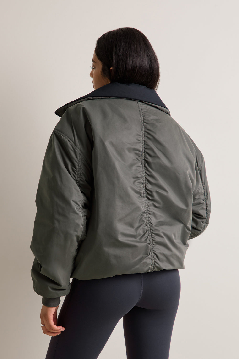 Funnel Neck Reversible Bomber - Black & Dark Olive