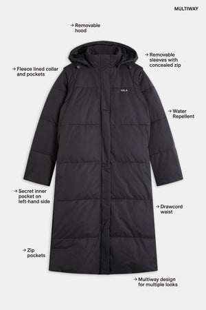 Polar Longline Puffer Coat - Charcoal