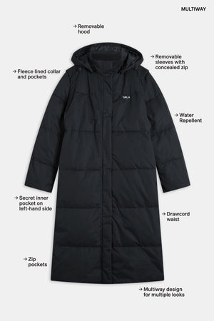 Polar Longline Puffer Coat - True Black