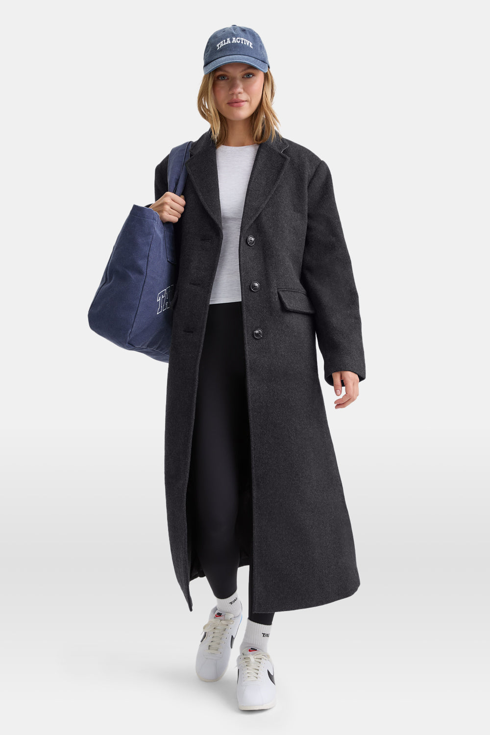 Wool Blend Oversized Overcoat - Charcoal