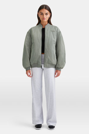 Reversible Oversized Bomber Jacket - Black And Cool Olive
