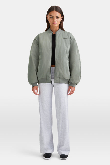 Reversible Oversized Bomber Jacket - Black And Cool Olive