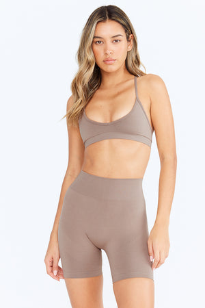Sculpt Seamless Mini Sports Bra - Pebble Marl