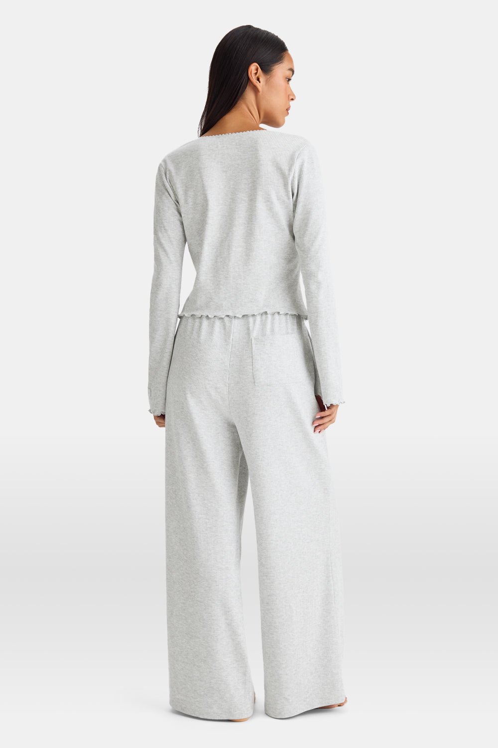 Tie Up Pyjama Cardigan - Grey Marl